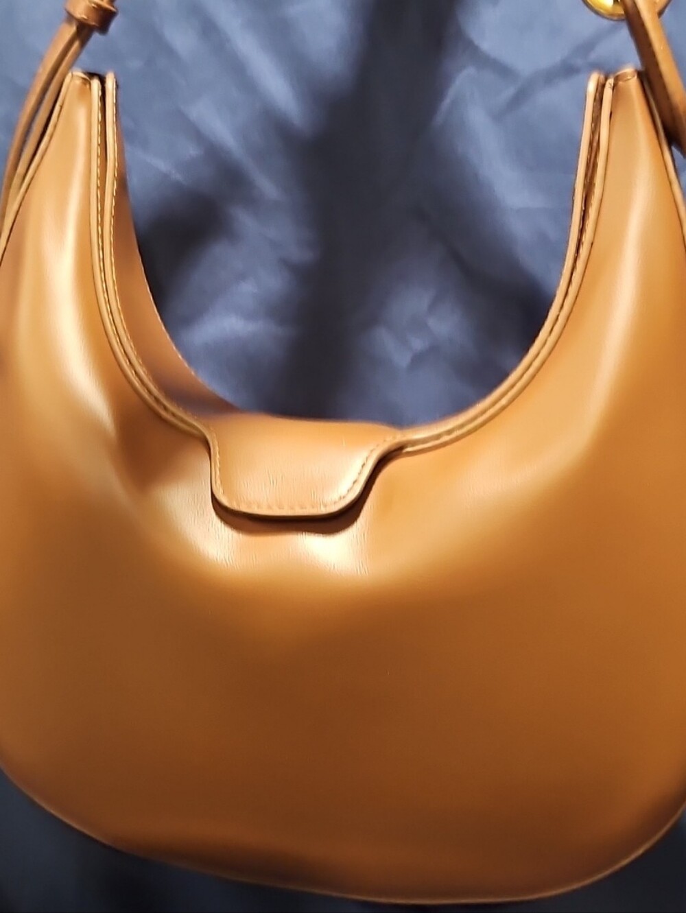 Maddison West Crescent Shoulder Bag in Tan Leather Look